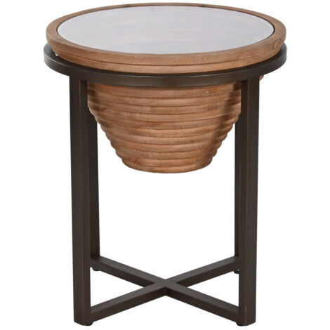 Mesita Auxiliar Abeto Cristal 46X46X55,5 Natural