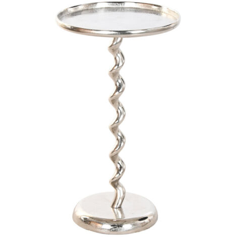 Mesita Auxiliar Aluminio 35X35X61 Espiral Plateado