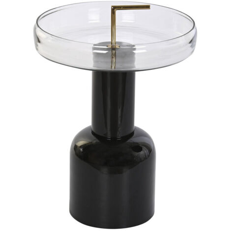 Mesita Auxiliar Cristal Hierro 41X41X57 Lacado