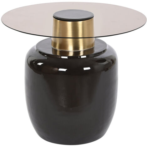 Mesita Auxiliar Cristal Metal 59X59X46 Negro