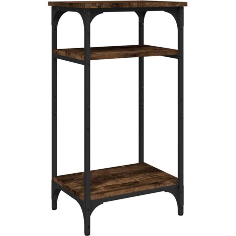 Mesita auxiliar de noche con estante 40 x 30 x 75 cm madera contrachapada marrón y acero DEC032384