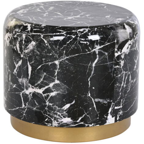 Mesita Auxiliar Hierro 50X50X45 Simil Marmol Negro