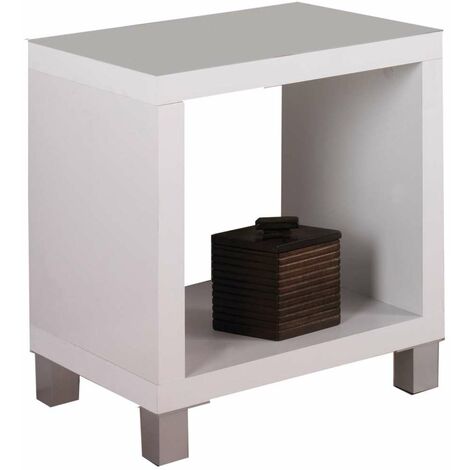 Mesita auxiliar kubox 1x1 acabado blanco, 48 cm (alto) 41cm (ancho) 29 cm(fondo)