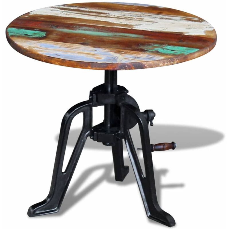 

Mesita auxiliar madera reciclada y hierro fundido 60x(42-63) cm