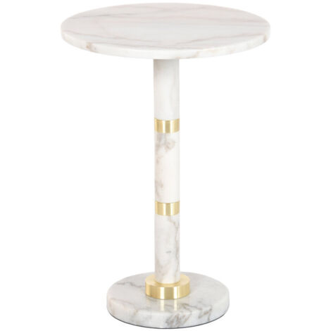Mesita Auxiliar Marmol Metal 41X41X58 Blanco