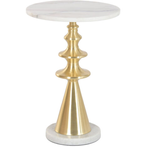 Mesita Auxiliar Marmol Metal 41X41X58 Blanco