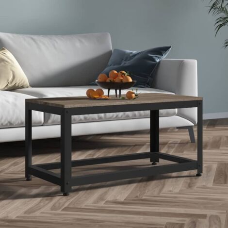 Mesita auxiliar MDF y hierro gris y negro 90x45x45 cm vidaXL
