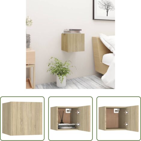 Mesita auxiliar -  Mesita de noche madera de ingeniería roble Sonoma 30,5x30x30 cm