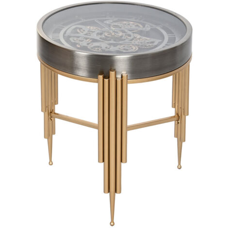 Mesita Auxiliar Metal 50X50X54 Reloj Movimiento
