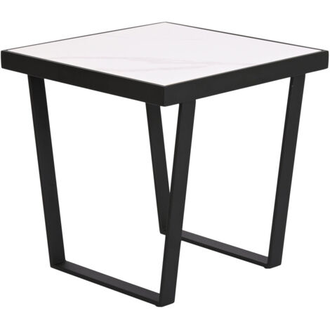 Mesita Auxiliar Metal Piedra Sinterizada 50X50X50
