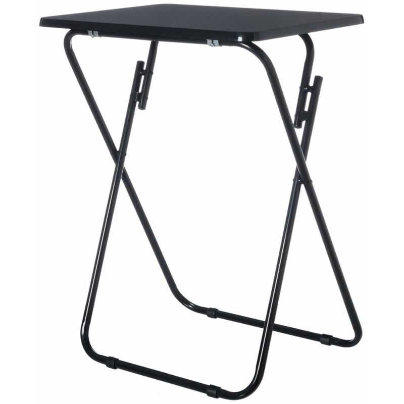 

Lolahome - Mesita auxiliar plegable de metal y madera DM negra de 48x38x66 cm