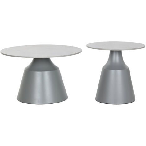 Mesita Auxiliar Set 2 Ceramica Metal 70X70X1 Gris