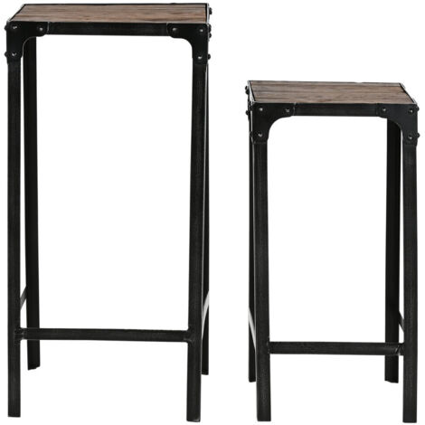 Mesita Auxiliar Set 2 Hierro 38X38X75 Reciclada