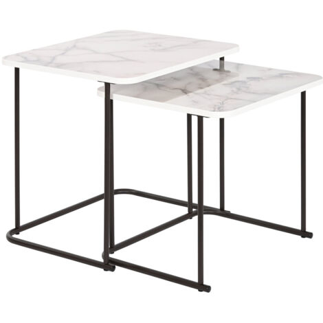 Mesita Auxiliar Set 2 Mdf 51X43X49 Simil Marmol MB208393