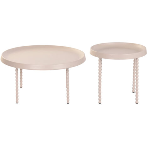 Mesita Auxiliar Set 2 Metal 75X75X40 Bolas Crema