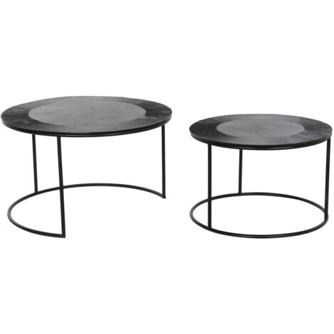 Mesita Auxiliar Set 2 Metal Aluminio 76,5X76,5X47