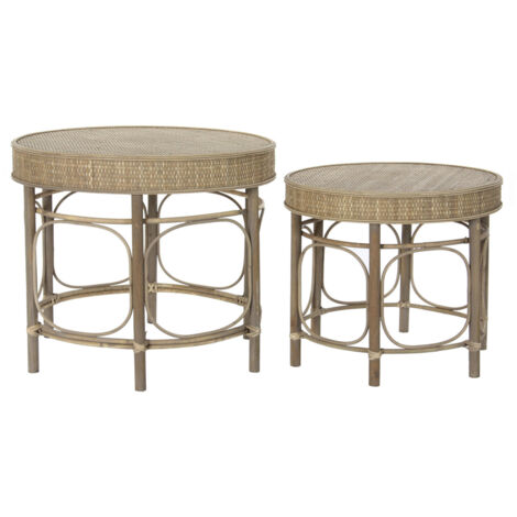 Mesita Auxiliar Set 2 Ratan 61X61X52 50X43 Natural MB181127