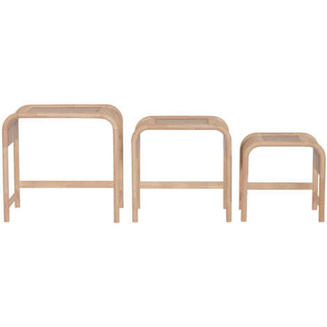 Mesita Auxiliar Set 3 Abeto Ratan 60X40X57 Natural