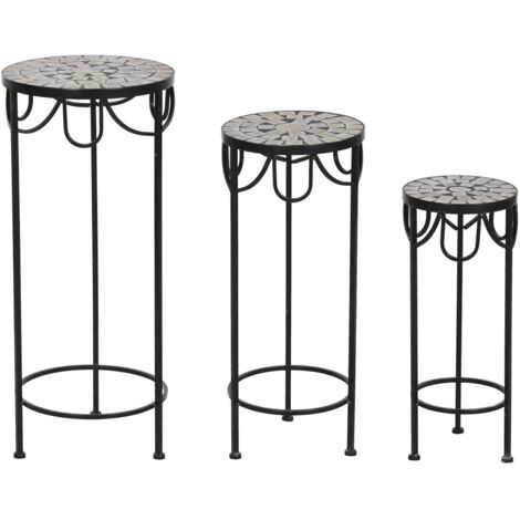 Mesita Auxiliar Set 3 Forja 30X30X69 Mosaico