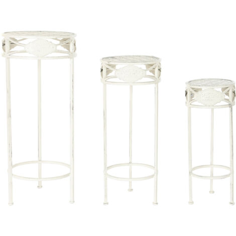 Mesita Auxiliar Set 3 Metal 30,5X30,5X70 Blanco