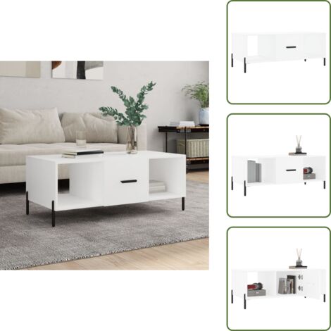 Mesita auxiliar - vidaXL Mesa de centro madera contrachapada blanco 102x50x40 cm - Mesa de salón