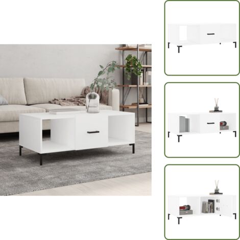 Mesita auxiliar - vidaXL Mesa de centro madera contrachapada blanco 102x50x40 cm - Mesa de salón
