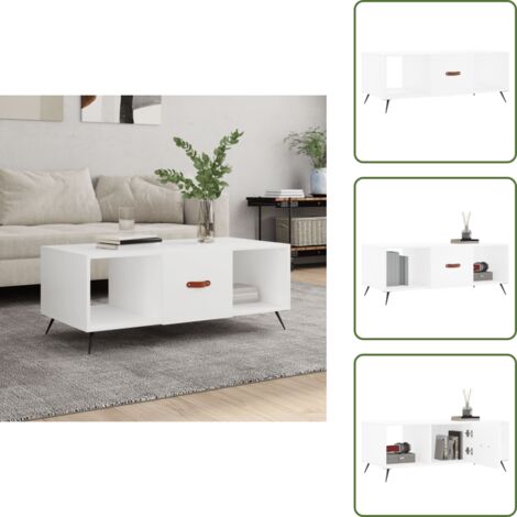 Mesita auxiliar - vidaXL Mesa de centro madera contrachapada blanco 102x50x40 cm - Mesa de salón