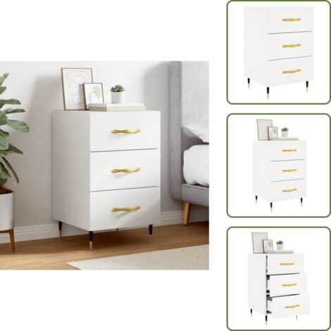 Mesita auxiliar - vidaXL Mesita de noche madera de ingeniería blanco 40x40x66 cm - Muebles modernos