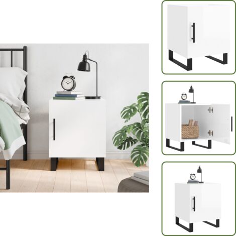 Mesita auxiliar - vidaXL Mesita de noche madera de ingeniería blanco brillo 40x40x50 cm - Muebles modernos