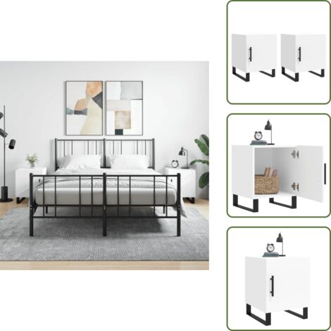 Mesita auxiliar - vidaXL Mesitas de noche 2 uds madera de ingeniería blanco 40x40x50 cm - Almacenamiento