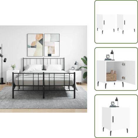Mesita auxiliar - vidaXL Mesitas de noche 2 uds madera de ingeniería blanco 40x40x50 cm - Muebles modernos