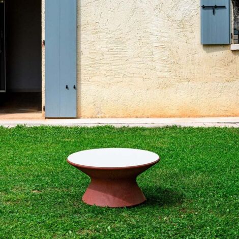 Mesita baja redonda diseño moderno para salón de jardín Fade T1-C Plus - Bordeaux