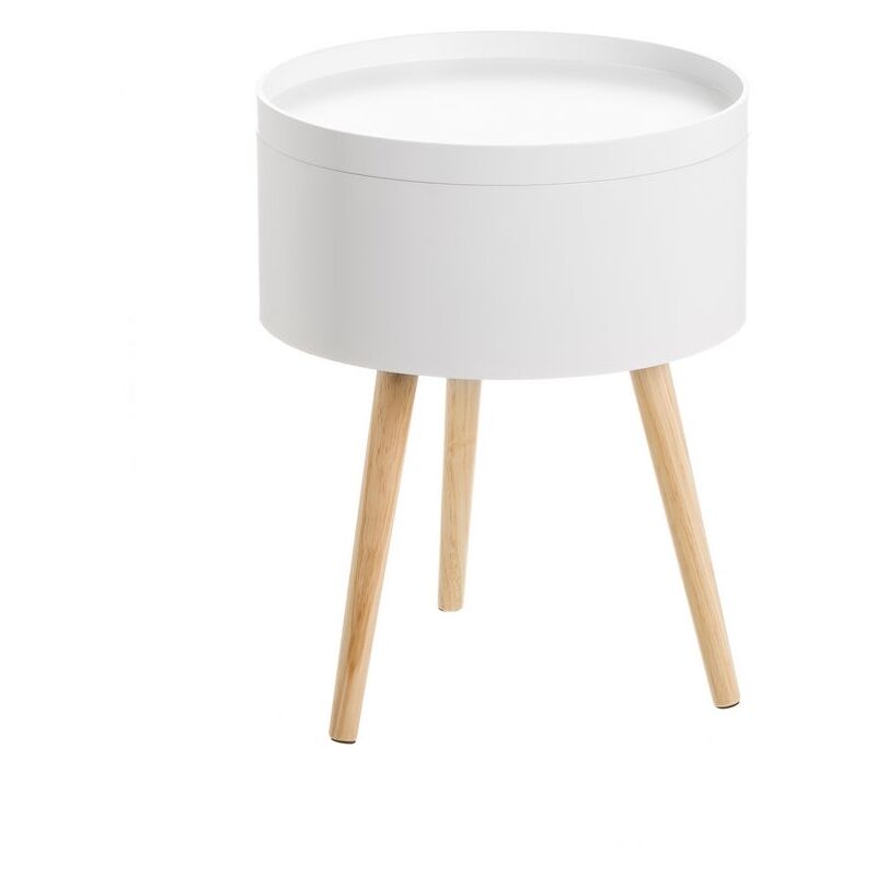 

Mesita baúl de pino y MDF nórdica blanca de 49x38x38 cm