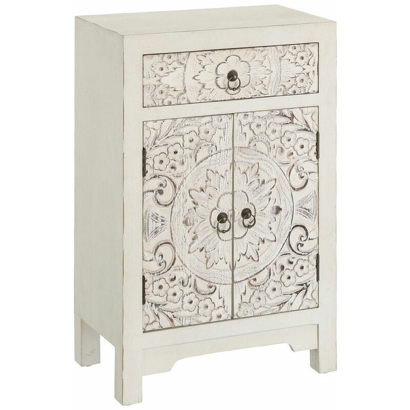 

Mesita de noche estilo oriental Blanco rozado