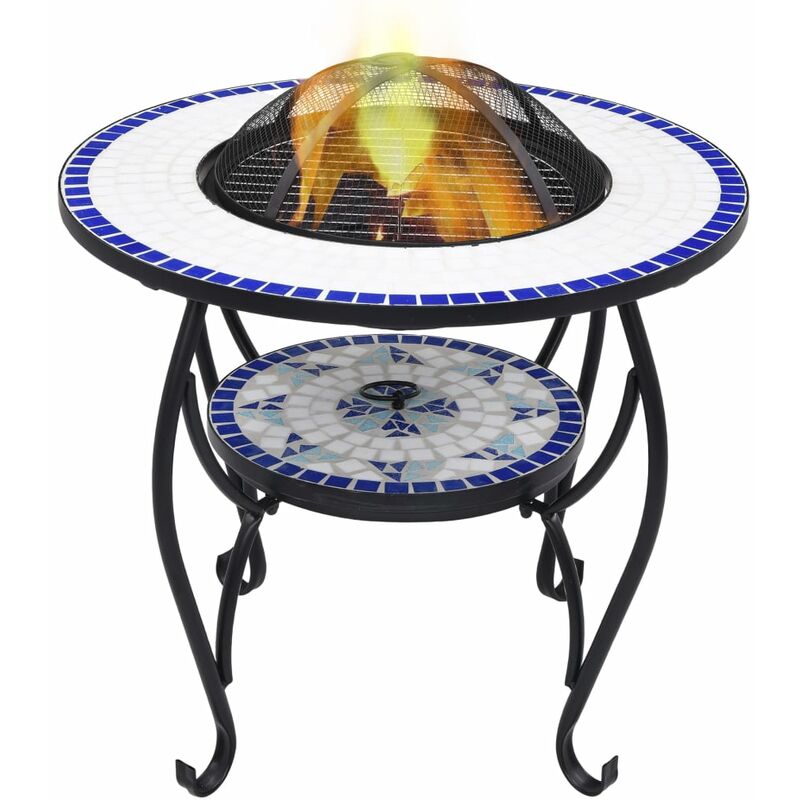 

Mesita con brasero de mosaico cerámica azul y blanco 68 cm
