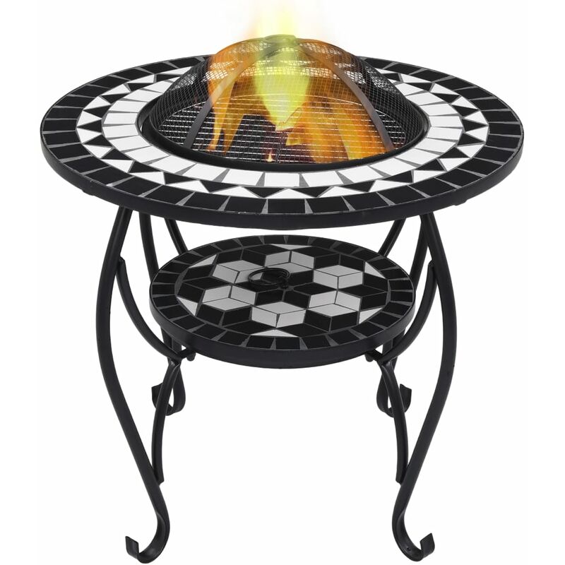 

Mesita con brasero de mosaico cerámica negro y blanco 68 cm