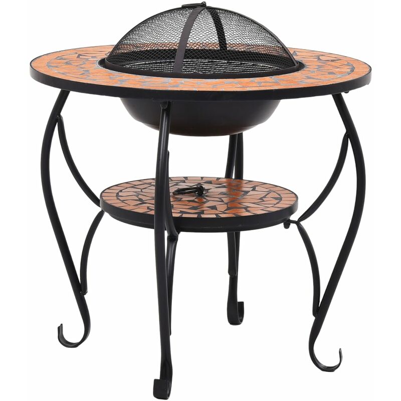 

vidaXL Mesita con brasero de mosaico cerámica terracota 68 cm - Rojo