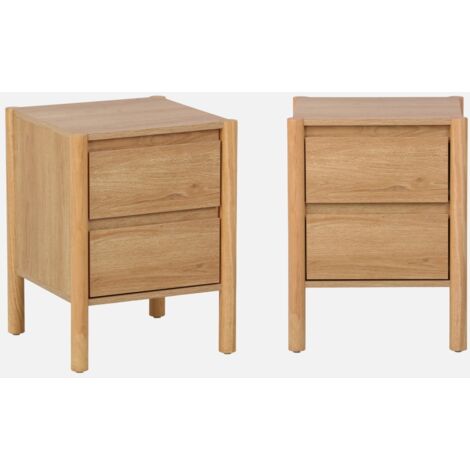 Mesita con decoración madera y 2 cajones, set de 2
