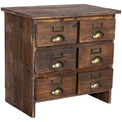 Mesita de 6 cajones de madera 48,5x31x46h cm