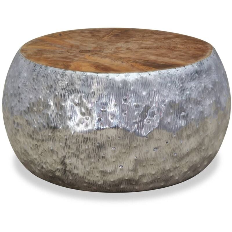

Mesita de centro de aluminio y teca 60x60x30 cm - Plateado - Vidaxl