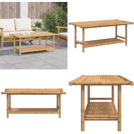 Mesita de centro de bambú 110x55x45 cm - Mesa de exterior - Almacenamiento