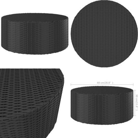 Mesita de centro de ratán sintético negro 68x68x30 cm - Ratán sintético - Mesa exterior