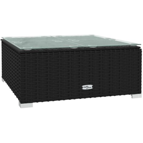 vidaXL Mesita de Centro Jardín Ratán Sintético Vidrio Mesa Patio Multicolor