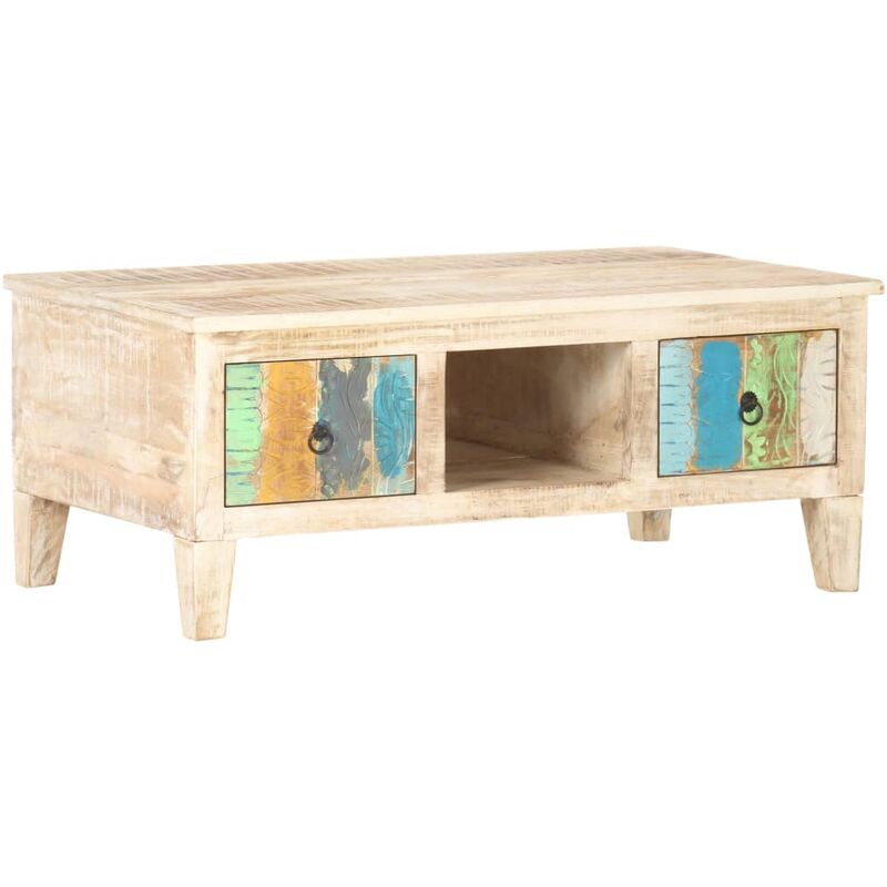 

Mesita de centro madera de acacia rugosa 100x55x40 cm