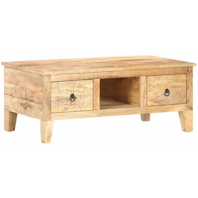 

Mesita de centro madera de mango rugosa 100x55x40 cm