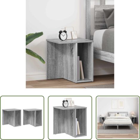 Mesita de centro -  Mesa Auxiliar 2 pcs Gris Sonoma 37 x 32 x 40 cm