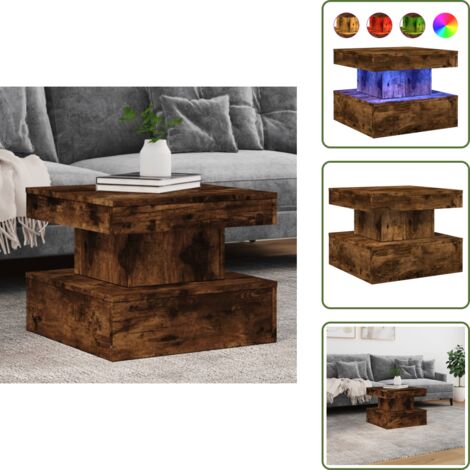 Mesita de centro - vidaXL Mesa de centro con luces LED roble ahumado 50x50x40 cm - Mesa de salón
