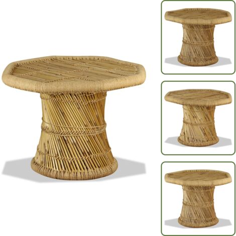 Mesita de centro - vidaXL Mesa de centro octogonal de bambú 60x60x45 cm - Mesa auxiliar