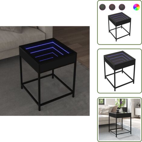 Mesita de centro - vidaXL Mesita de noche con Infinity LED negra 40x40x51 cm - Mesita de salón
