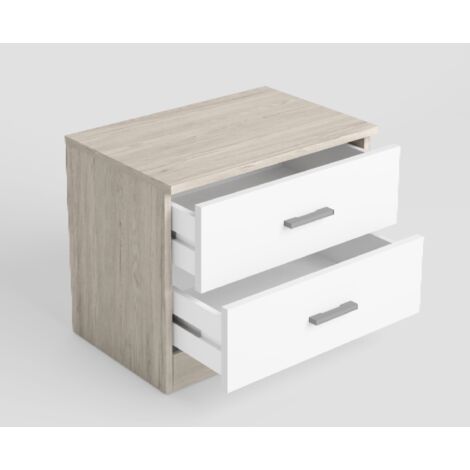 Mesita de dos cajones COUPLE tablero de partículas melaminizado color blanco / blanco y sahara 50x33,4x41,8 cm  SAHARA/BLANCO MATE
